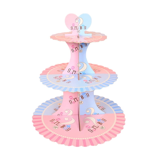 KAKOWELY 1PC Party Desktop Cake Display Stand Multi-layer Dessert Display Rack Gender Revealed Cake Rack Creative Three-tier Cake Rack for Wedding Birthday Evening Supplies,11.81"X11.81"X12.01"