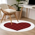 thumbnail image 5 of Round Area Rug 4ft, Valentine's Day Romantic Love Heart Non-Shedding Washable Area Rug, Black Red Buffalo Plaid Non Slip Low-Profile Circle Rugs for Living Room, Bedroom Dining Room, 5 of 9
