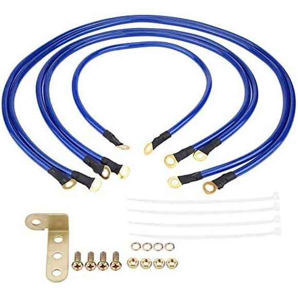 Acouto Fil de Terre de Voiture Kit de Fil de Terre de Mise à la Terre de Système de Câble de Terre Automatique Universel à 5 Points