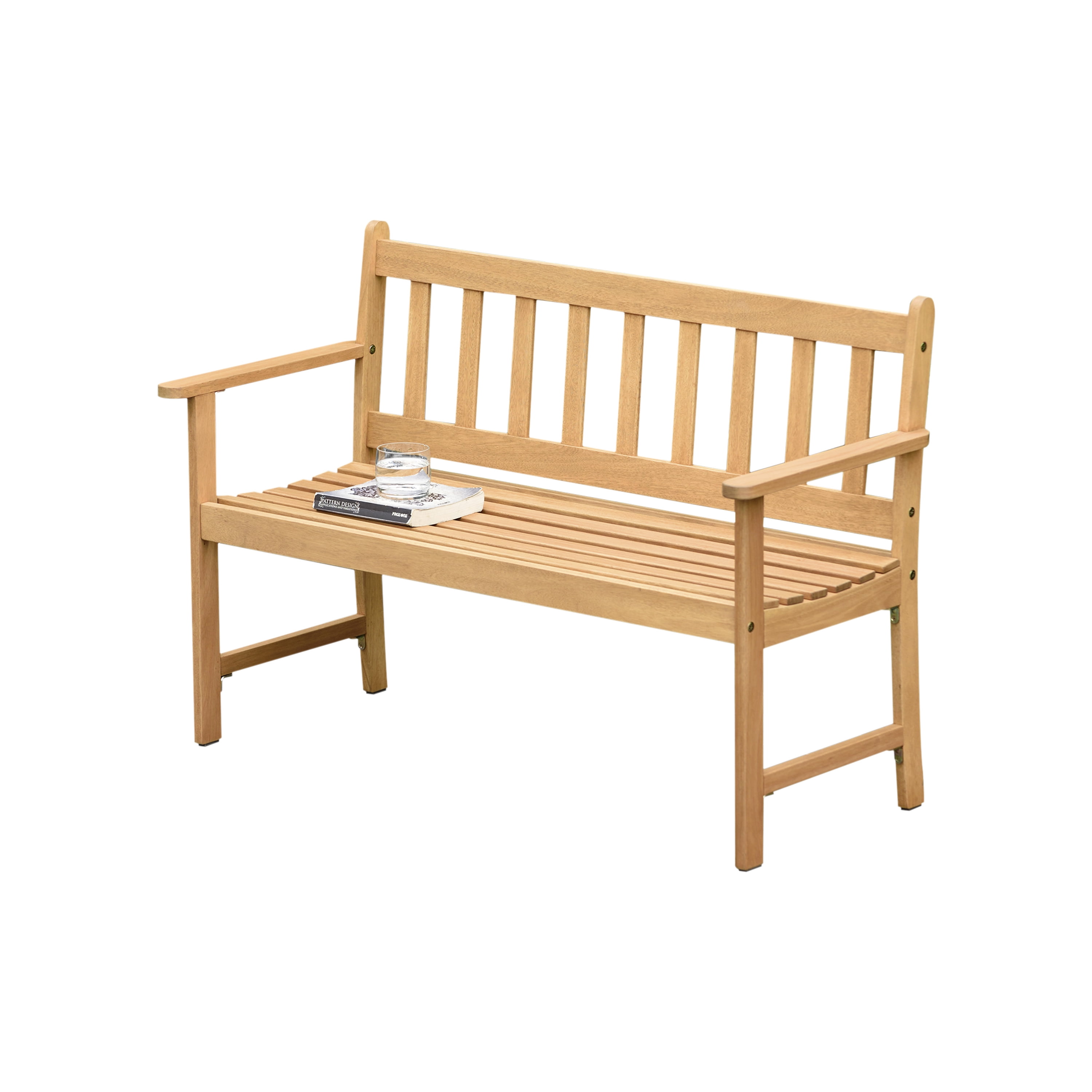 Amazonia Bliss Teak Finish 2-Seat Patio Bench, Brown