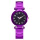 thumbnail image 1 of Reloj de cuarzo para mujer, esfera redonda, cinturón de aleación, elegante reloj de pulsera informal, color morado, 1 of 1