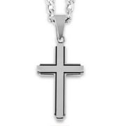 Coastal Jewelry Men's Polished Black Inlay Stainless Steel Cross Pendant