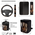 thumbnail image 4 of Jeiento Western Horse Car Seat Cover Set with Auto Steering Wheel Cover Seat Belt Strap Pads Cup Holder Trash Bag Air Vent Storage Bag Keychain 12 PCS Interior Auto Accessory Decoration Black, 4 of 7