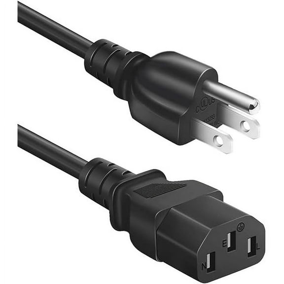 Universal 3-Prong AC Power Cable for Computer, TV, Monitor and More, 6 Feet (1.82 Meters), Black