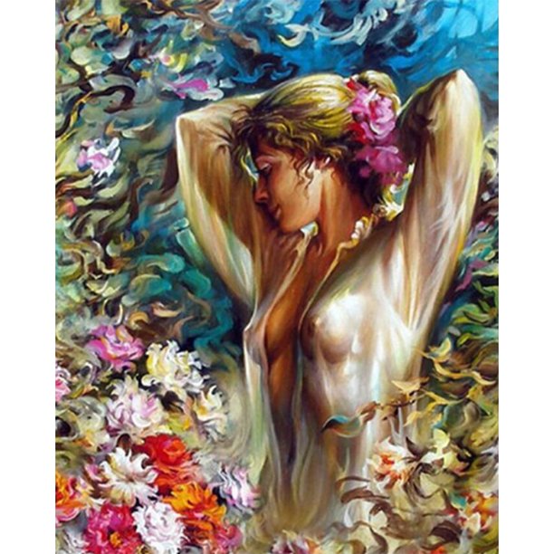 Cuadros Decorativos Kit de pintura DIY por número Mujeres sin marco en la oficina de flores Adorno pintado a mano Ehuebsd Nuevos Originales