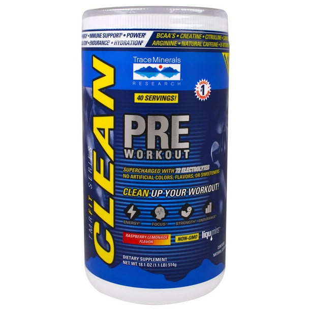 Trace Minerals Clean Pre Workout Raspberry Lemonade 18.1