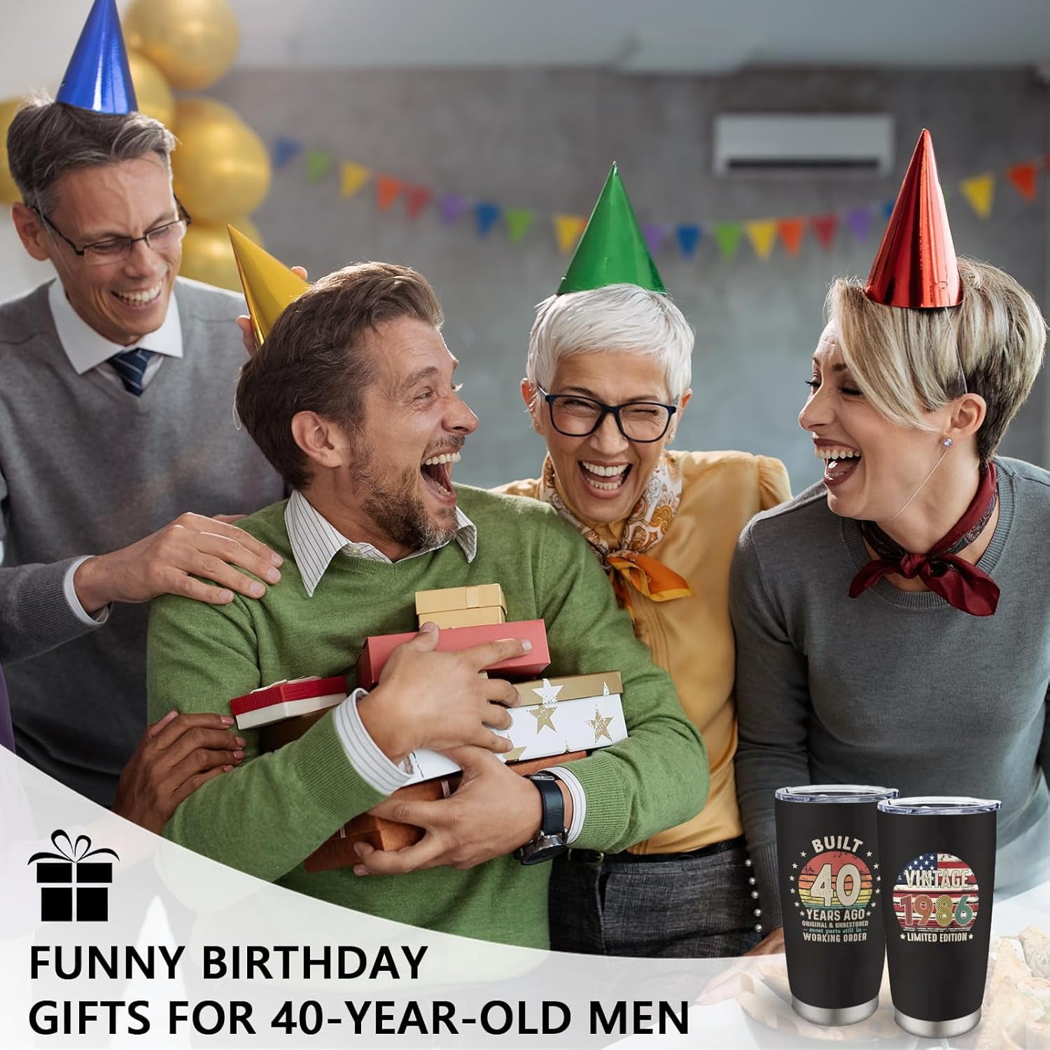 40th Birthday Gifts Women Men - Vintage 1986 Tumbler 20 Oz - 40th Birthday Decorations for Him Her - 40 Year Old Gifts for Mom, Dad, Wife, Husband