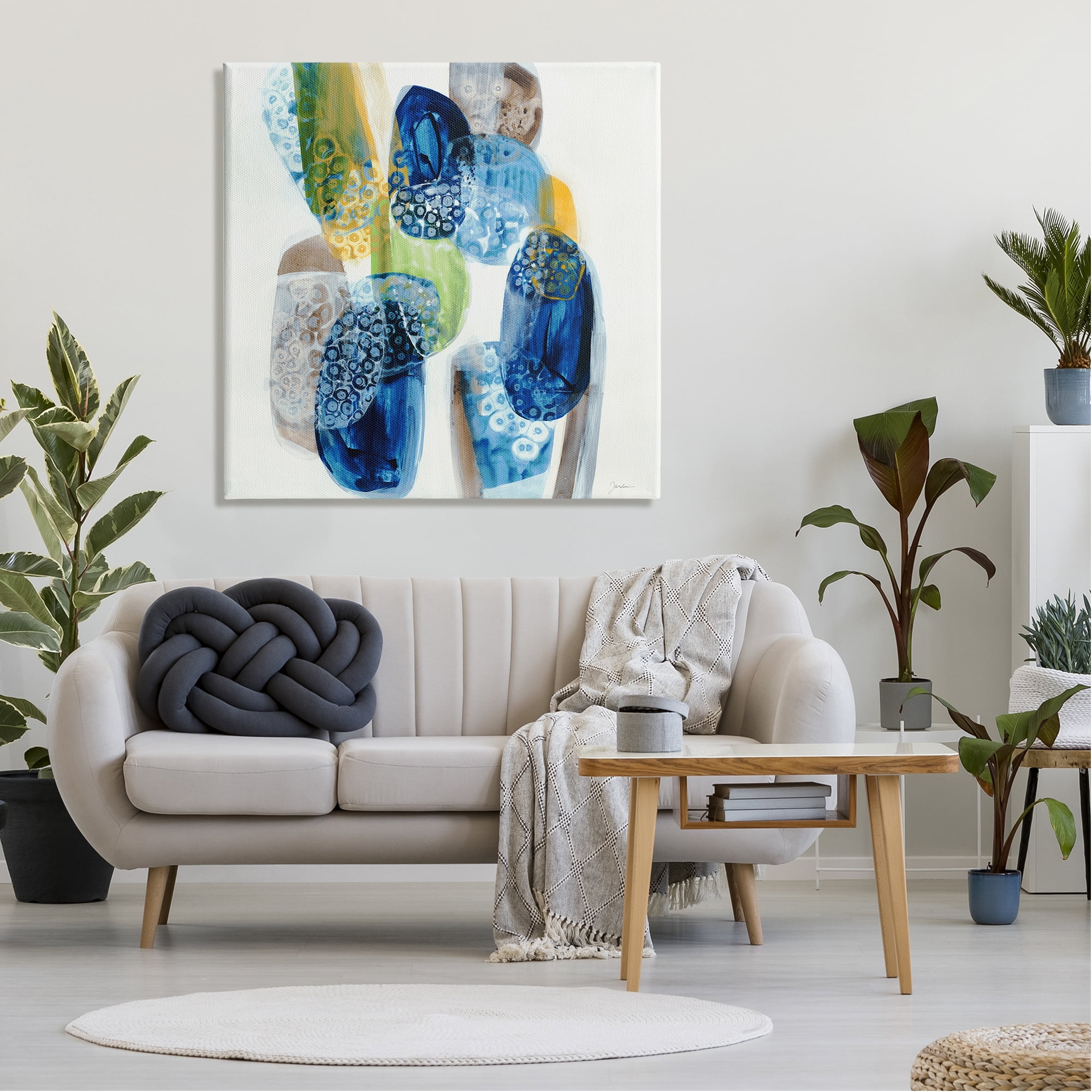 Stupell Industries Pebbled Circular Shapes Vivid Blue Modern Design Painting Gallery Wrapped Canvas Print Wall Art, Design by Liz Jardine