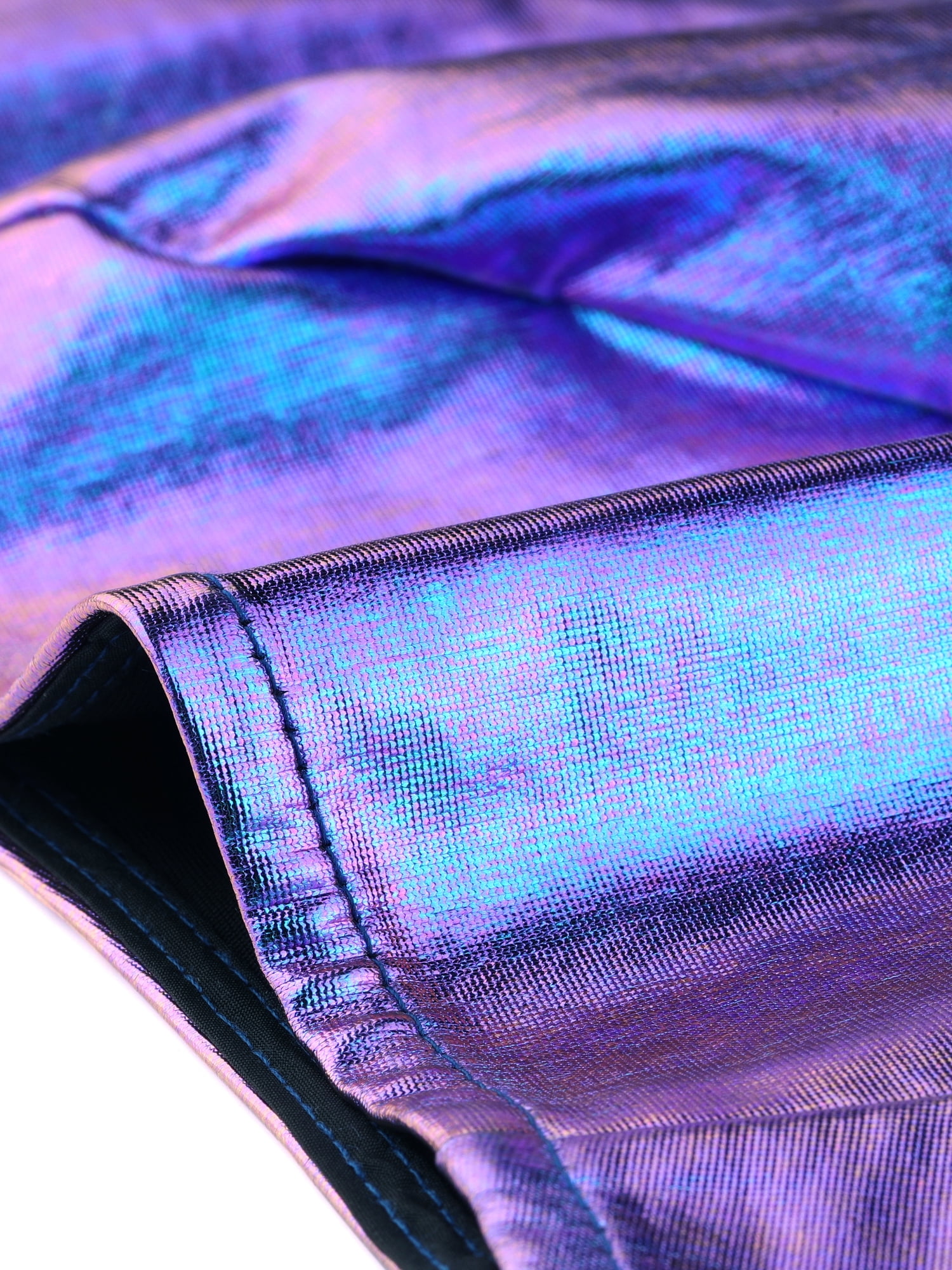 DARING DIVA Women's V-Neck Backless Metallic Crop Tops XS Blue Purple