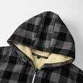 thumbnail image 6 of Wrtxtat Cotton Fleece Lined Jacket Plaid Long Sleeves Full Zip Drawstrings Top Autumn Athletic Casual Jacket Midweight Windproof Hooded Top Black L, 6 of 8