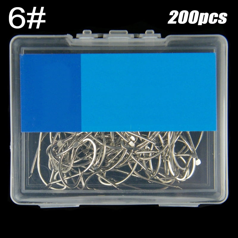 200pcs High Carbon Barbed Fishing Hook Stainless Steel Jig Bait Coated Fishhooks 