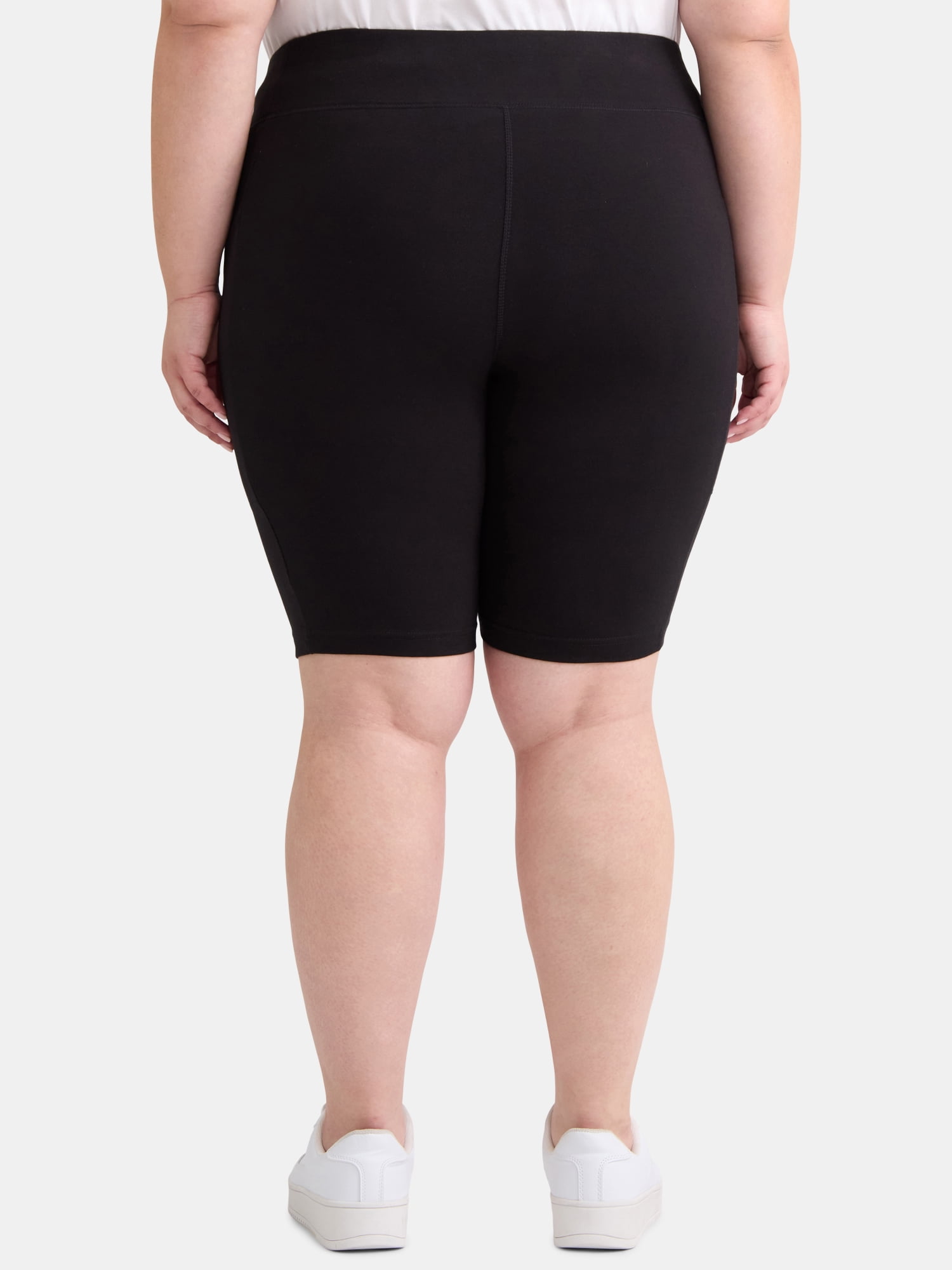 Terra & Sky Women’s Plus High Rise Biker Shorts with Pockets, 9” Inseam, Sizes 0X-4X