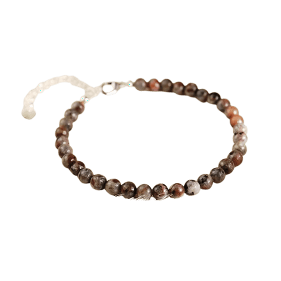 Yooperlite 4mm Round Shape Smooth Cut Beads 7 inch Adjustable Silver Plated Clasp Bracelet for men, women, unisex. Link Chain Stacking Bracelet.|LINK_06698