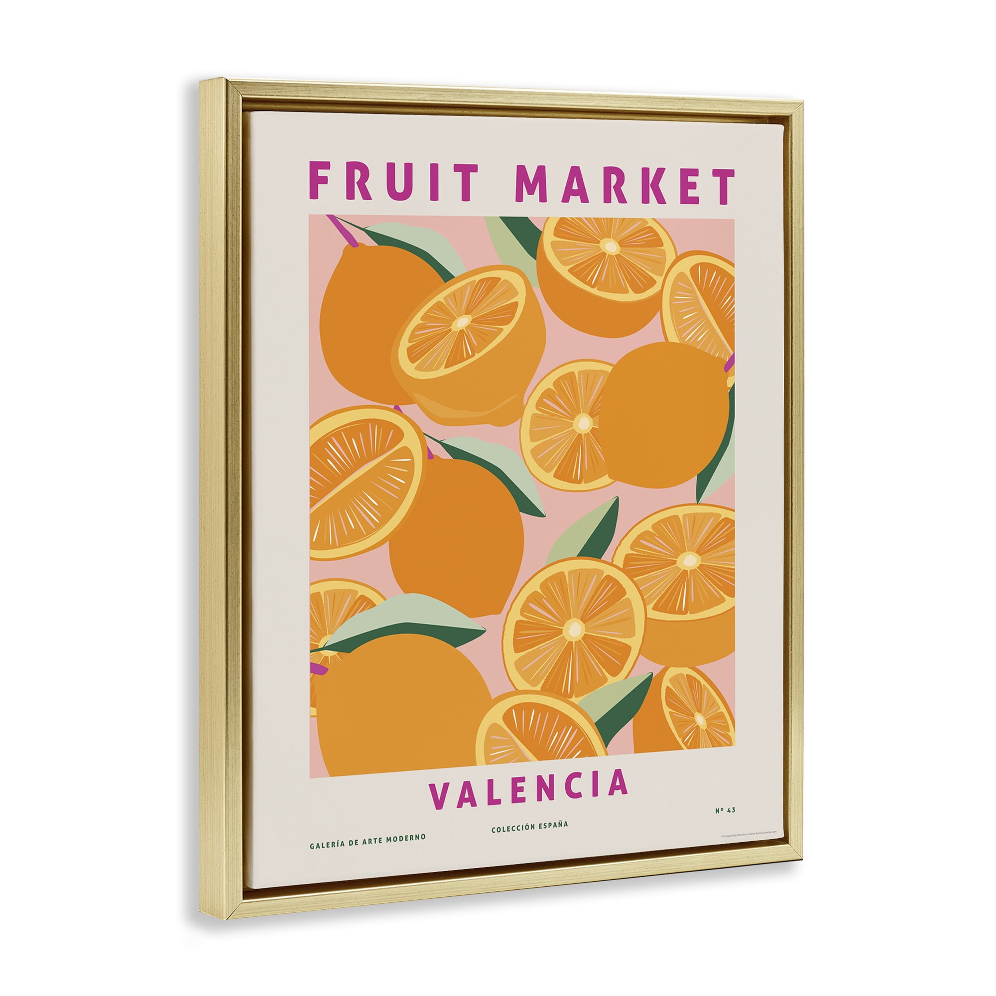Stupell Industries Fruit Market Oranges Food & Beverage Painting Gold Floater Framed Canvas Art Print Wall Art, 17 x 21