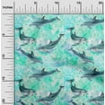 thumbnail image 2 of oneOone Viscose Jersey Turquoise Green Fabric Ocean Dolphin Fabric For Sewing Printed Craft Fabric By The Yard 60 Inch Wide, 2 of 4
