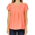 thumbnail image 5 of MOA Collection Women's Casual Pleated Front Petal Cap Sleeve Round Neck Blouse, 5 of 6