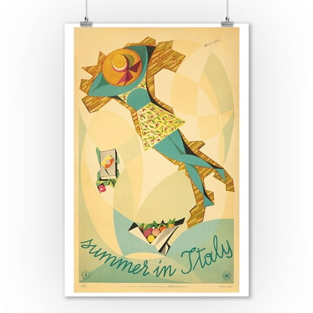 - Summer in Italy Vintage Poster (artist: Site, Mino Delle) Italy c. 1952 (9x12 Art Print, Wall Decor Travel Poster)