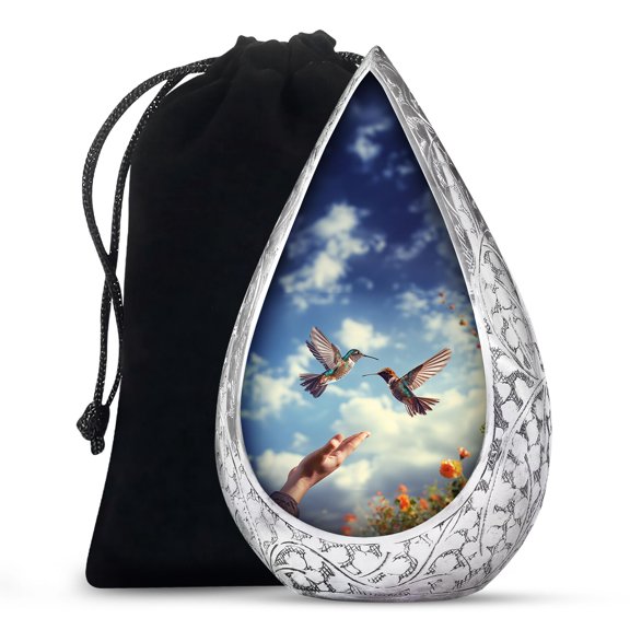 JAGSHASHI Humming Bird - Memorial Urn Burial - Urns For Human Ashes - Cremation Urns For Men - Decorative Urns - Funeral Urn Adult Ash Man - Urn For Adult Male - 10 Inch - Large