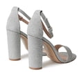 thumbnail image 3 of J. Adams Shirley High Silver Comfortable Heels for Women | Open Toe Ankle Strap Sandal Block Heel Dress Platform, 3 of 6