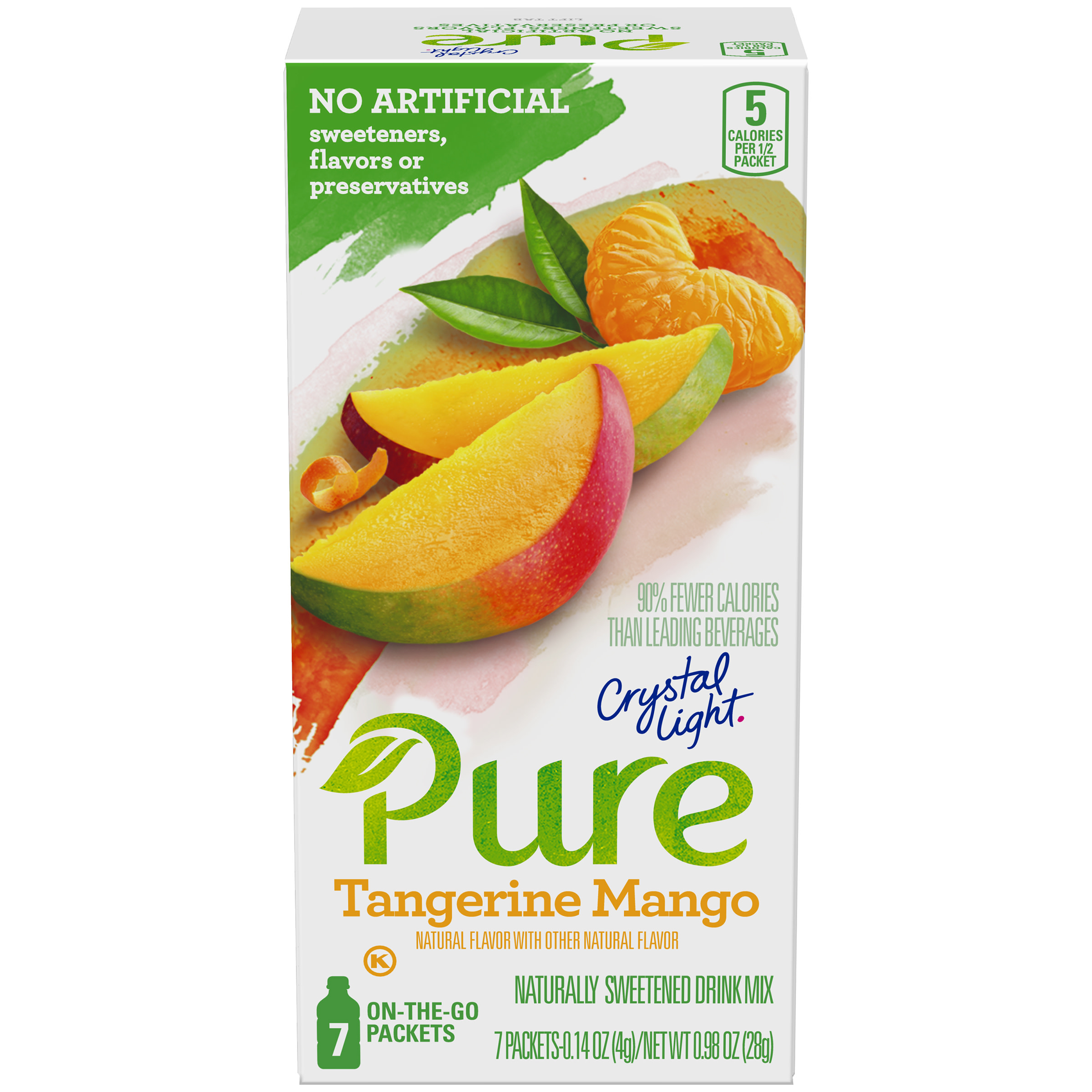 Crystal Light Pure Tangerine Mango Naturally Flavored Powdered Drink Mix with No Artificial