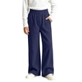 thumbnail image 4 of BXJX Girls Corduroy Pants, Outdoor Elastic Waist Straight Leg School Kids Casual Pants Navy Size 13-14 T, 4 of 7