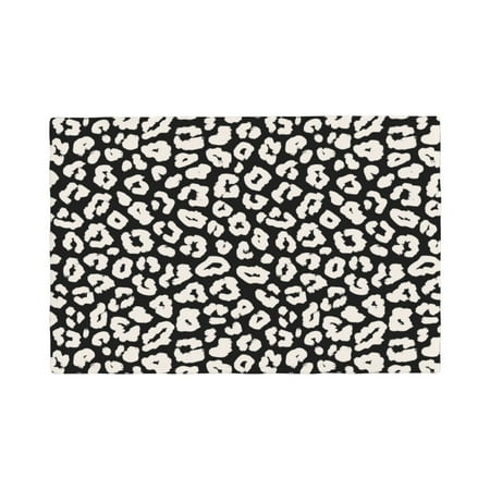 

Placemats Set of 4 black white trendy Leopard Heat Resistant Non - Slip Place mats Waterproof table mat for Kitchen Dining-4片装