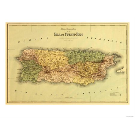 Puerto Rico - Panoramic Map Antique Print Wall Art By Lantern