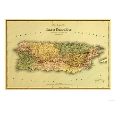 Panoramic Print - Puerto Rico - Panoramic Map Antique Print Wall Art By Lantern Press