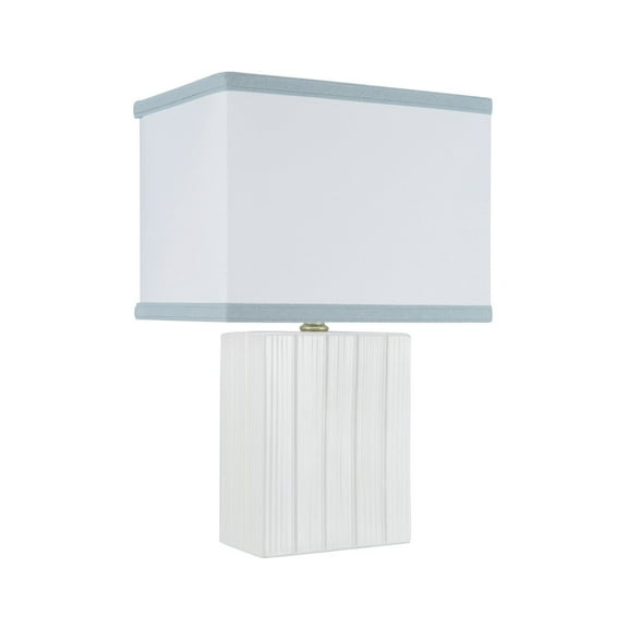 Aspen Creative 40089, 15 1/4" High Transitional Ceramic Table Lamp, Ivory Finish with Hardback Rectangle Shaped Lamp Shade in Off White, 10"   7" Wide