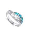 thumbnail image 4 of Greek Key Blue Simulated Opal Ring .925 Sterling Silver Band Cubic Zirconia Jewelry Female Size 8, 4 of 4