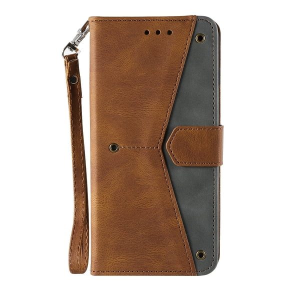 PU Leather Wallet Case for Samsung Galaxy S22 Ultra, Detachable Wrist Hand Strap Magnetic Clasp Flip Folio Cover with Card Slots Cash Holder Kickstand Soft Silicone Shockproof Anti-Scratches Cas,Brown