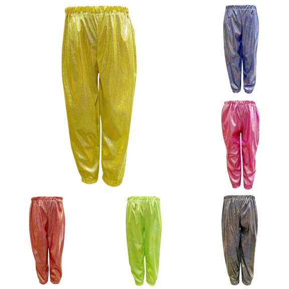 Vrotazzy Girls Pants - Modern Sparkly Dancewear for Kids Loose Fit Harem Style Pants for Hop Street Dance Versatile Playwear