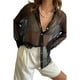 thumbnail image 1 of SAYOO Blusa femenina, solapa, botón de manga larga, blusa transparente para mujeres SAYOO moda, 1 of 8