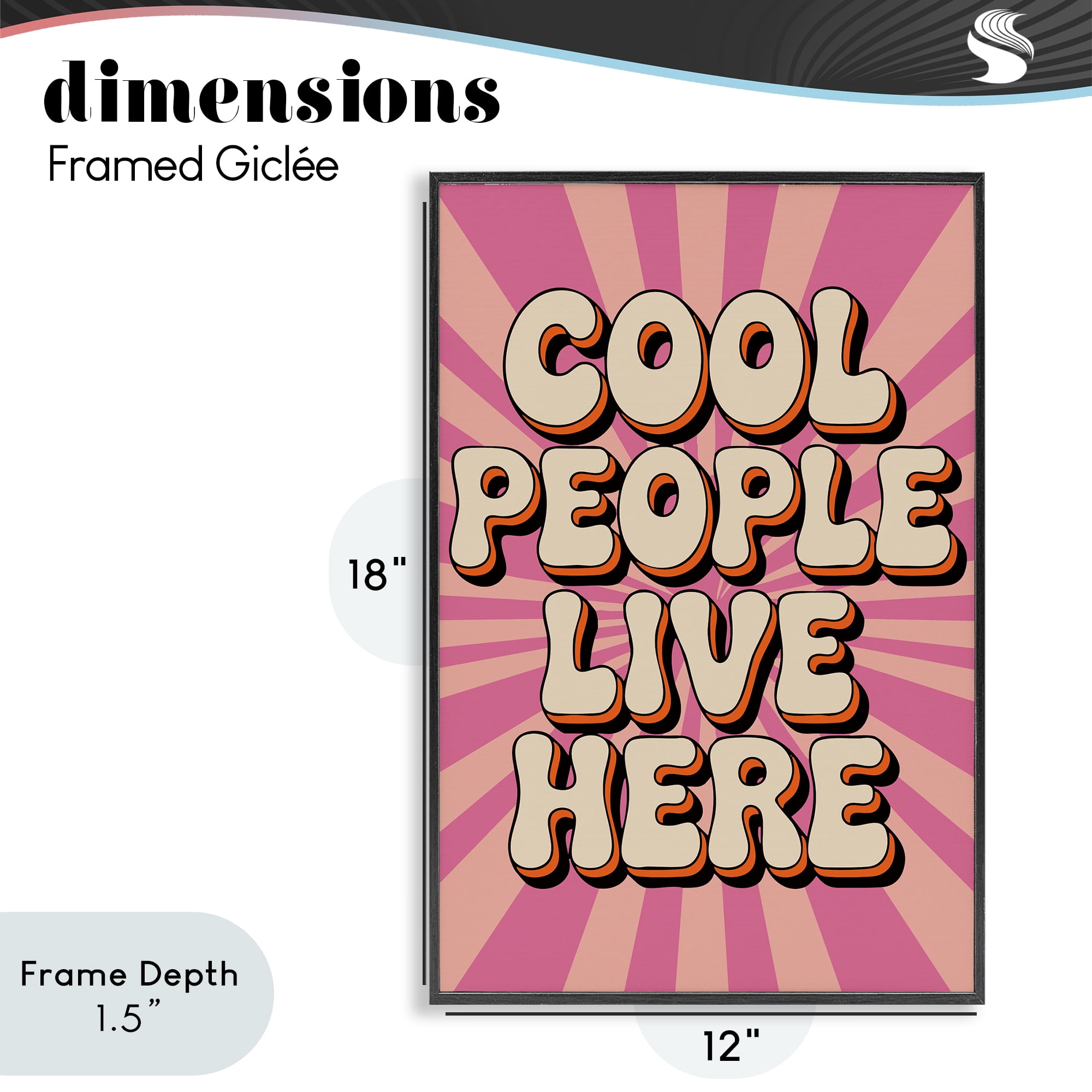 Stupell Industries Groovy Cool People Live Here Black Framed Giclee Art, design by Andreas Magnusson