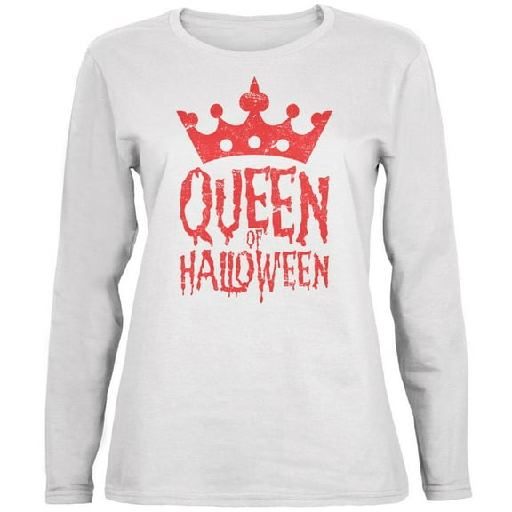 Halloween Queen Of Halloween White Womens Long Sleeve T-Shirt - X-Large