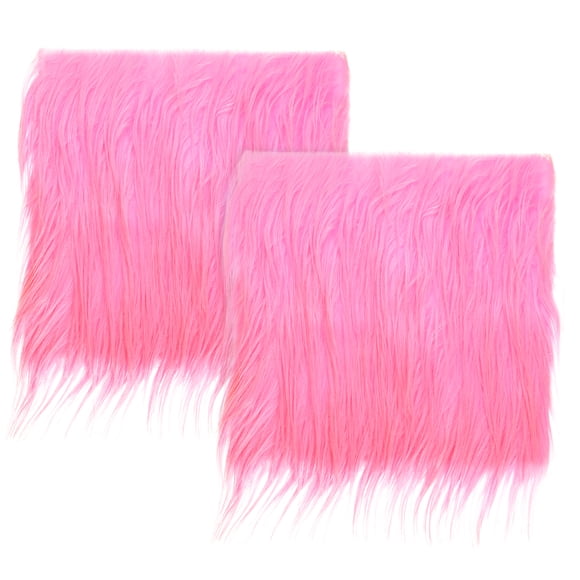 Unique Bargains Plush Faux Fur Fabric Square, 10' x 10' Fluffy Faux Fur Patches Cuts, Pink 2Pack