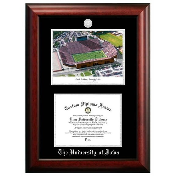 Campus Images IA997LSED-1185 11 x 8.5 in. University of Iowa Hawkeyes Kinnick Stadium Silver Embossed Diploma Frame with Lithograph
