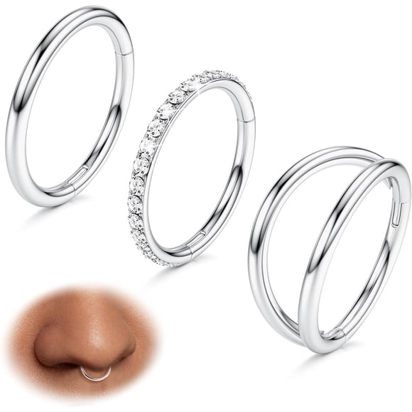 EcoNesxp 20G 10mm CZ conch piercing jewelry nasal septum lip ring cartilage earrings ear helix tragus concha 7mm hinge