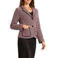 thumbnail image 4 of BLAZER DE TWEED PARA MUJER CHIC INSPIRADOR CON SOLAPA EN V Y MANGAS LARGAS, ELEGANTE Y CASUAL DE NEGOCIOS, TALLA XL, ROJO Y NEGRO, 4 of 6