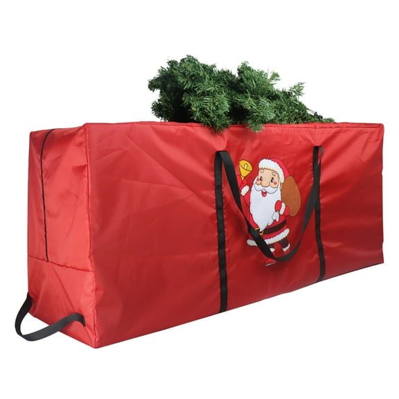 EWASWON Christmas Large Waterproof Christmas Tree Storage Bag - 48 Inch Red Fabric for Artificial Xmas Trees, Space-Saving for Garage/Attic