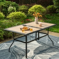 Sophia & William Outdoor Patio Dining Table for 6 Metal Frame and Wood-Look Top
