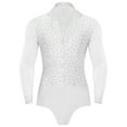 thumbnail image 3 of Yartina Men Sheer Mesh Latin Samba Rumba Dance Leotard Shiny Bodysuit Cha-Cha Ballet Dance Class Competition White 3XL, 3 of 5