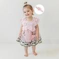 thumbnail image 2 of Newborn Baby Girl Lace Romper Dress 0 3 6 12 18 Months Short Sleeve Floral Ruffle Mesh Tutu Dress Cute Jumpsuits with Headband, 2 of 8