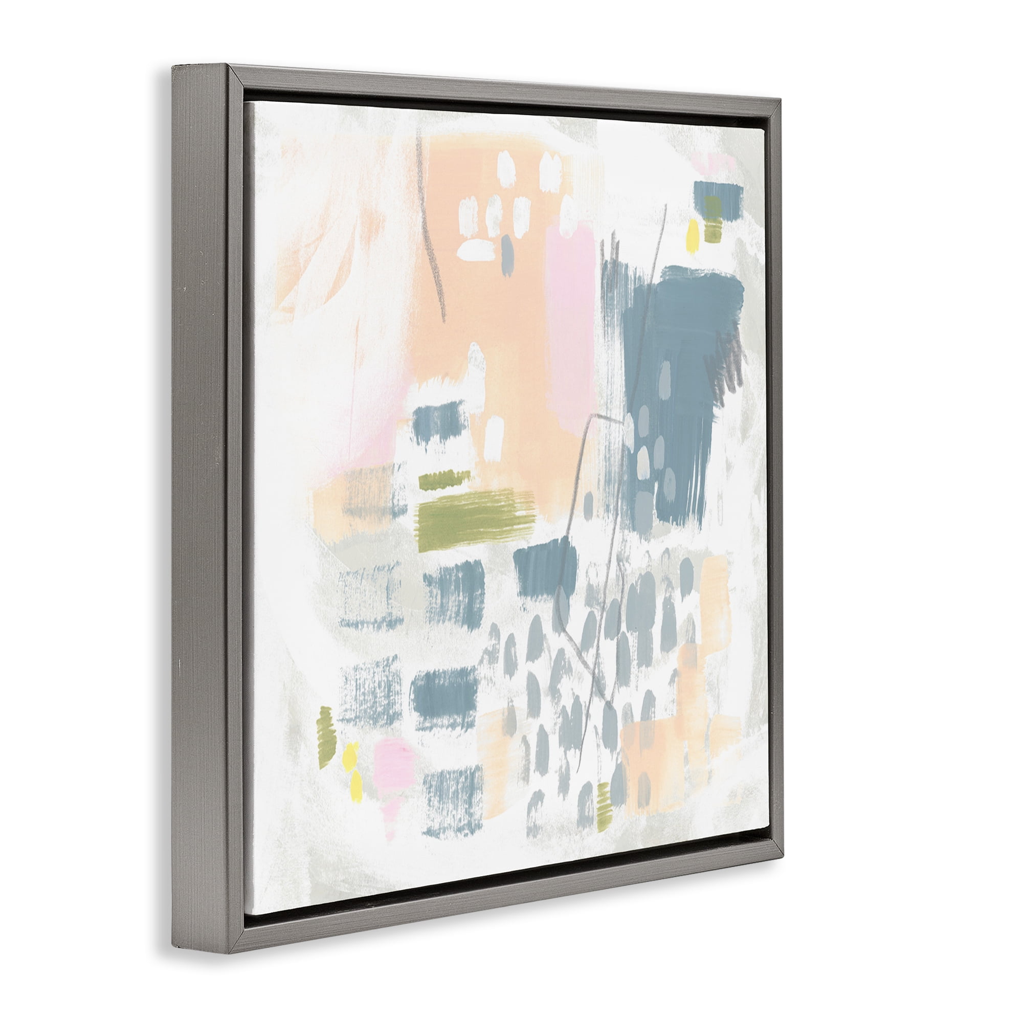 Stupell Industries Organic Soft Patterns Abstract Painting Gray Floater Framed Canvas Art Print Wall Art, 18 x 18