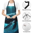thumbnail image 4 of Kdxio Vintage Blue Pattern Whale Apron with Pockets Adjustable Kitchen Aprons for Men Women Waterproof Aprons for Cooking,Drawing,Crafting, Baking Household Cleaning, 4 of 5
