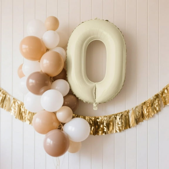 Efavormart 35" Matte Cream Number Balloons 0-9 – Large Mylar Foil Balloons, Air or Helium Fill