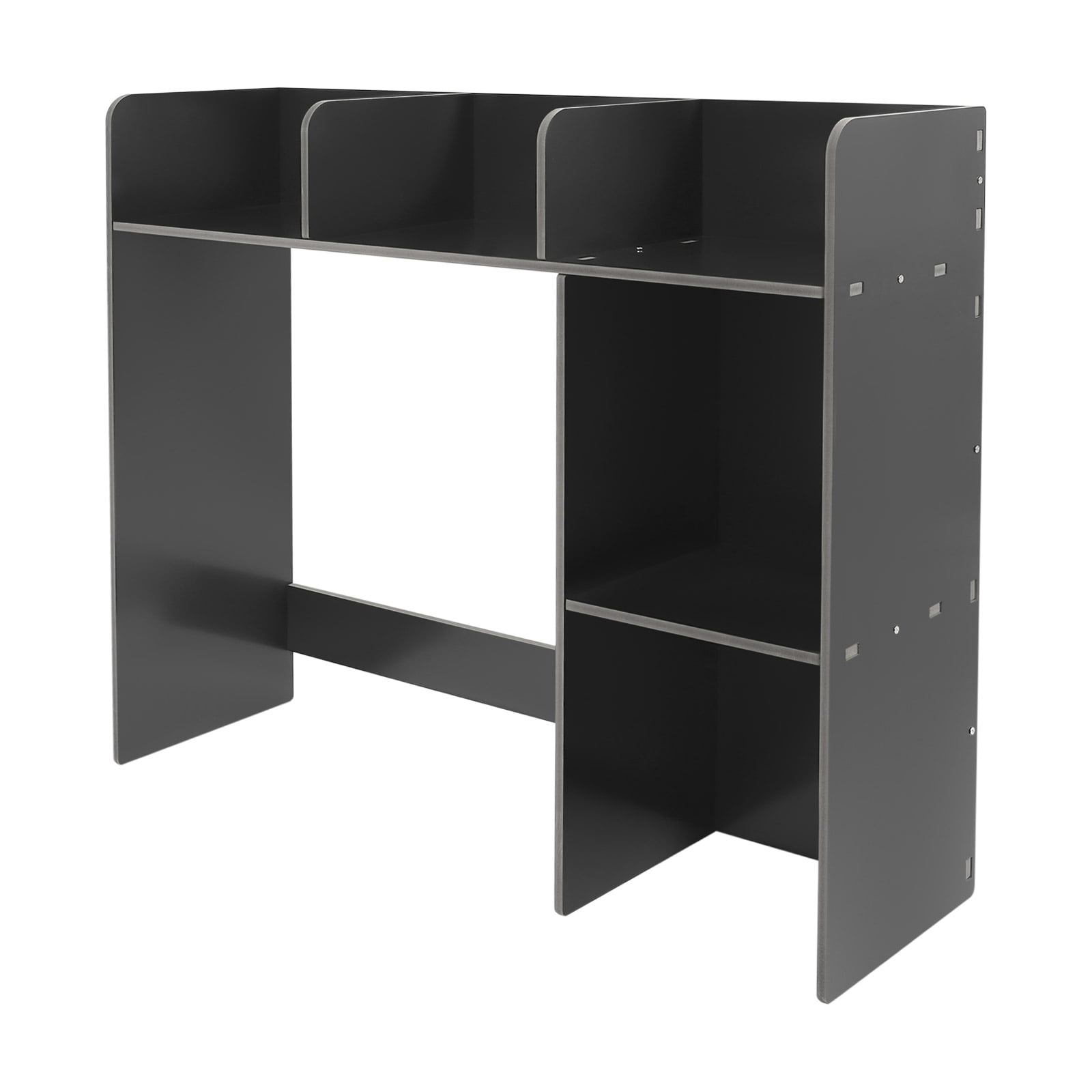 6 Compartments Desk Bookshelf Organizer, Office Desk Bookshelf Holder, Desktop Bookshelf Storage Black