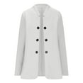 thumbnail image 4 of XPMWRP Women's Vintage Double Breasted Blazer Jacket Solid Color Long Sleeve Business Casual Coat Fall Winter Loose Trendy Jackets White L, 4 of 7