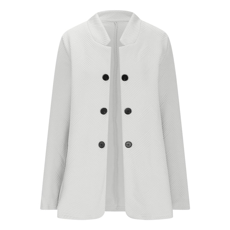XPMWRP Women's Vintage Double Breasted Blazer Jacket Solid Color