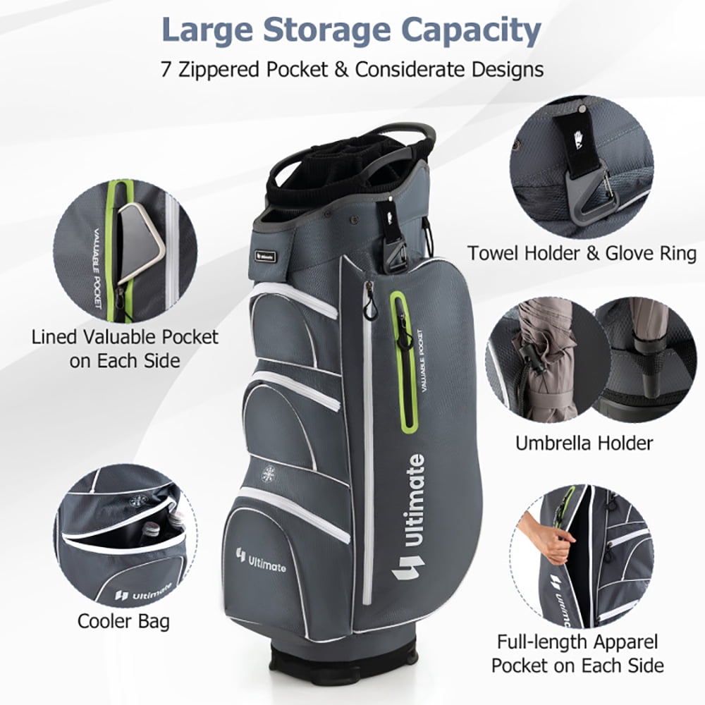 Topcobe 9.5 Inch Lightweight Golf Cart Bag with 15 Way Top Dividers, Golf Bags for Adult, Multiple Pockets, Green